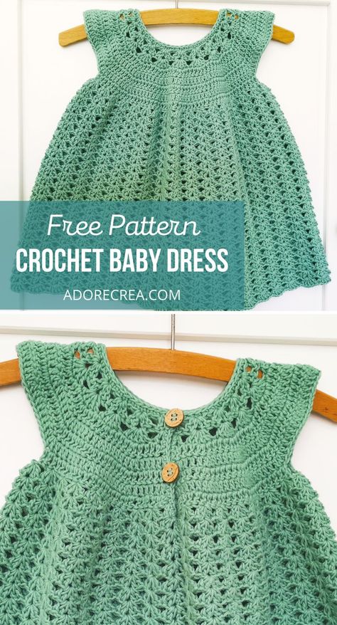 crochet baby dress Crochet Girls Dress Pattern, Crochet Baby Dress Free Pattern, Crochet Toddler Dress, Crochet Baby Projects, Crochet Baby Sweater Pattern, Crochet Baby Girl Dress, Baby Dress Pattern, Crochet Baby Dress Pattern, Baby Sweater Patterns