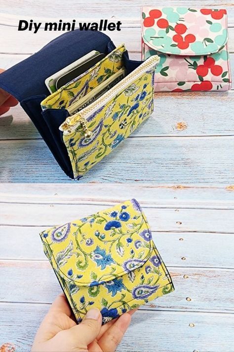 Coin And Card Wallet Diy, Small Wallet Diy, Diy Mini Wallet, Small Wallet Pattern, Tendersmile Handmade, Diy Wallet Pattern, Wallet Pattern Free, Card Wallet Pattern, Wallet Diy