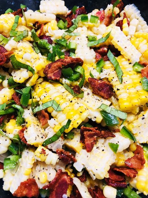 Bacon Jalapeno Corn Salad - Cooks Well With Others Jalapeno Corn Salad, Blackstone Bacon, Sweet Corn Salad Recipe, Salad Bacon, Corn Salad Recipe, Corn Salad Recipes, Stuffed Jalapenos With Bacon, Lime Vinaigrette, Simple Salad