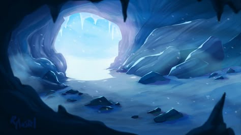 Ice Cave art. I can't find the original source for this image please let me know so I can credit! Warrior Cats Books, Concept Art World, Ice Cave, Biome, Fantasy Places, Lana Del Ray, Fantasy Art Landscapes, Environment Design, Environment Concept Art