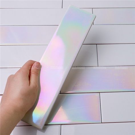 Iridescent Living Room, Iridescent Kitchen Backsplash, Holographic Interior Design, Holographic Bedroom, Holographic Kitchen, Holographic Tiles, Irredescent Aesthetic, Iridescent Furniture, Iridescent Backsplash