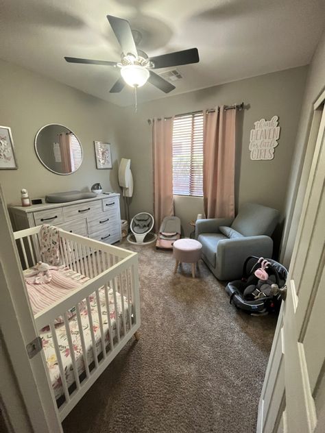 Nursery Ideas With Bed In Room, Teen Mom Room With Baby, Newborn Set Up In Parents Room, Baby Room Aesthetic, Triplet Nursery, Newborn Organization, Mom Room, Baby Items Must Have, Mother Hood