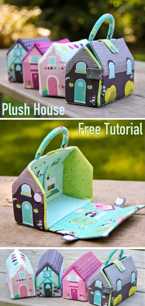 Fabric Dollhouse, Fabric Doll House, Dollhouse Diy, Fabric Toys, Fabric Houses, Sewing Toys, Felt Dolls, Diy Dollhouse, Diy Fabric