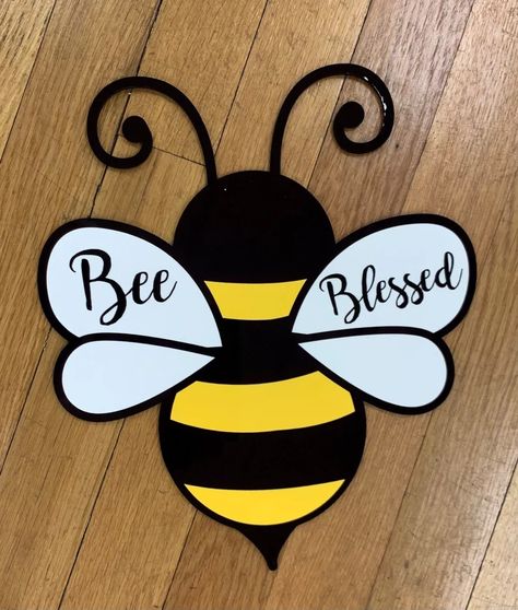 Buy Bee Blessed_sign Online in India - Etsy Bee Humor, Bee Blessed, Wreath Centers, Bee Rocks, Bee Kitchen, Bee Coloring Pages, Blessed Sign, Bee Pictures, Bee Sign