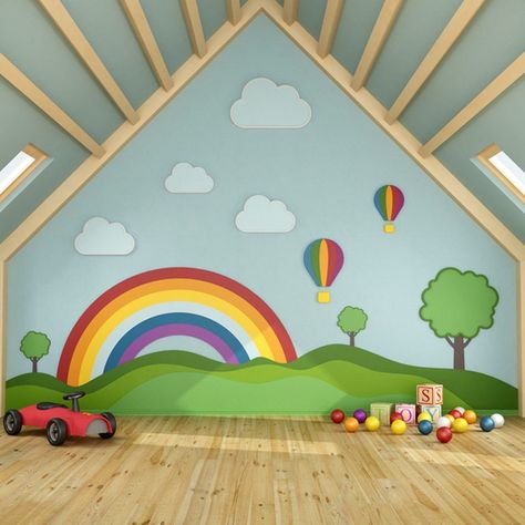 Attic Truss, Light Paint Colors, Bedroom With Bath, Attic Playroom, Thrifty Decor Chick, Attic Conversion, Attic Space, Attic Design, Attic Apartment