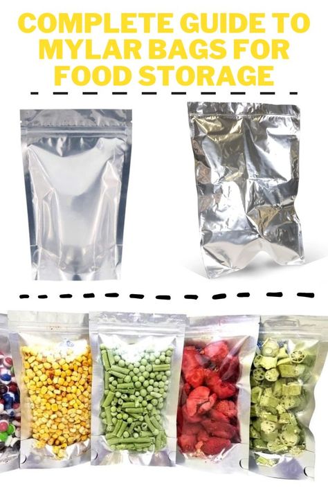 Using mylar bags for #foodstorage is a great way of having long-term food supplies. They have numerous benefits in the long-run and can keep your food safe. Here is a complete guide to using mylar bags for food storage. Freeze Dried Food Storage, Freeze Dried Vegetables, Harvest Right Freeze Dryer, Best Survival Food, Survival Food Storage, Best Freeze Dried Food, Emergency Food Storage, Food Supplies, Emergency Food Supply