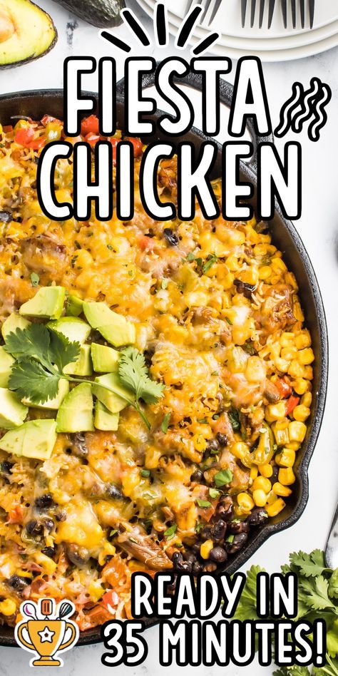 Fiesta Chicken is a quick and flavorful dish perfect for busy weeknights or parties. Enjoy tender chicken, zesty spices, and creamy cheese in every bite. Creamy Fiesta Chicken, Fiesta Chicken Casserole, Fiesta Recipes, Coconut Lime Chicken, Fiesta Chicken, Recipe Using Chicken, One Skillet Meals, Party Dishes, Dinner Inspiration