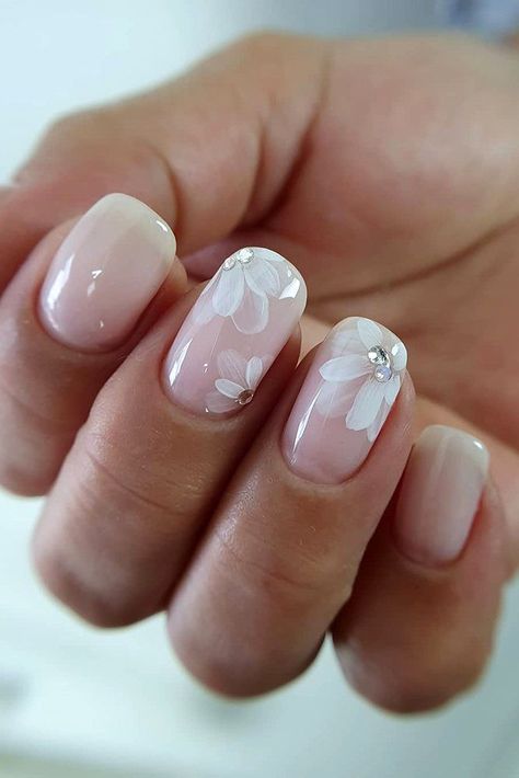 Pink And White Nails, Pink Wedding Nails, Wedding Day Nails, Bridal Nails Designs, Wedding Nail Art Design, Unghie Nail Art, Her Nails, White Nail Designs, Nail Art Wedding