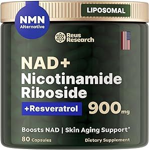 Reus Research NMN Supplement Alternative - Liposomal Nicotinamide Riboside, Resveratrol, Quercetin by Reus Research - High Purity NAD Supplement for Anti-Aging, Energy, Focus - 80 Capsules Supplement For Skin, Increase Testosterone Levels, Increase Testosterone, Dna Repair, Anti Aging Supplements, Daily Energy, Testosterone Levels, Skin Aging, Mood Boost