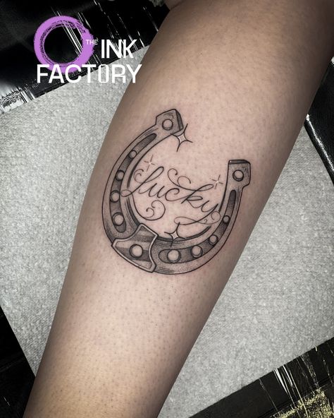 Forever lucky! Done by @rafa.inkreligion . DM or email to get booked in! #TheInkFactory #DublinTattoo #Ireland #LuckyHorseShoe #LuckyTattoo #Irish #Tattoo #Inked Horse Shoes Tattoo, Horseshoes Tattoo, Horseshoe Tattoo Design, Lucky Horseshoe Tattoo, Chloe Tattoo, Shoe Tattoo, Irish Tattoo, Horseshoe Tattoo, Tattoos 2023