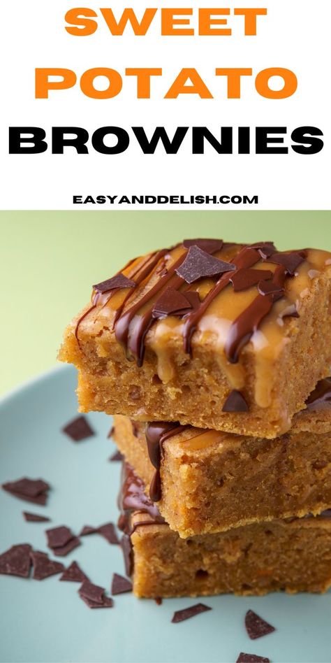 Make these rich and moist sweet potato brownies for a delicious Fall dessert everyone will love. Cereal Treat Recipes, Sweet Potato Cupcakes, Sweet Potato Cookies, Oreo Stuffed Chocolate Chip Cookies, Potato Brownies, Healthy Sweet Potato, Canning Sweet Potatoes, Chocolate Frosting Recipes, Sweet Potato Brownies