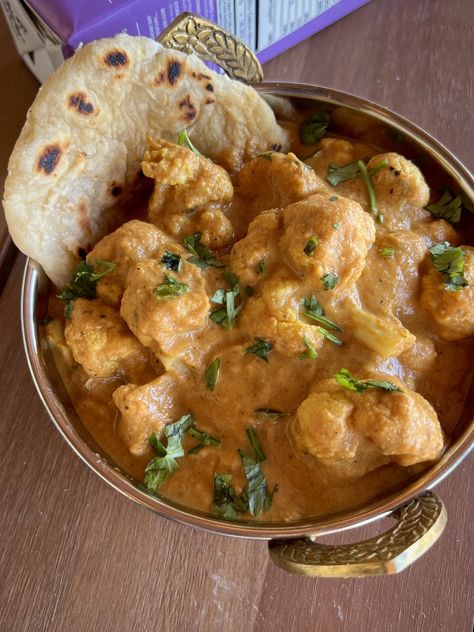 Buttered Cauliflower, Butter Cauliflower Indian, Cauliflower And Chickpea Curry, Vegan Butter Chicken, Vegan Naan, Vegan Entree Recipes, Plant Based Yogurt, Vegan Entree, Oven Canning