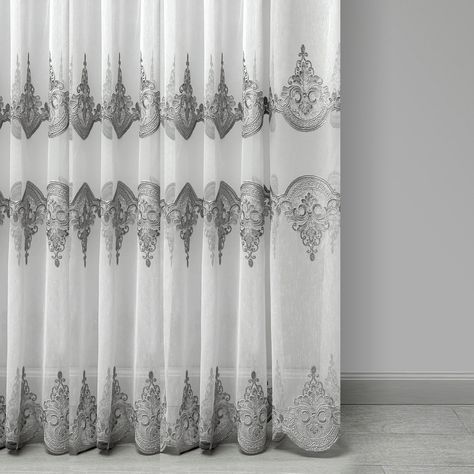 Sheer Curtains Living Room, Gray Embroidery, Curtains Luxury, Thick Embroidery, Tulle Embroidery, Window Sheers, Living Room Curtains, Silk Curtains, Room Curtains