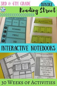 Interactive Notebook activities to complement Reading Street in 3rd & 4th grade.  Ideal for centers, small group, and reading response.  Comprehension skills, Vocabulary strategies, and Weekly vocabulary included. Third Grade Ela, Vocabulary Strategies, Interactive Journals, Interactive Notebook Activities, Reading Street, Third Grade Reading, Comprehension Skills, 4th Grade Reading, 3rd Grade Classroom