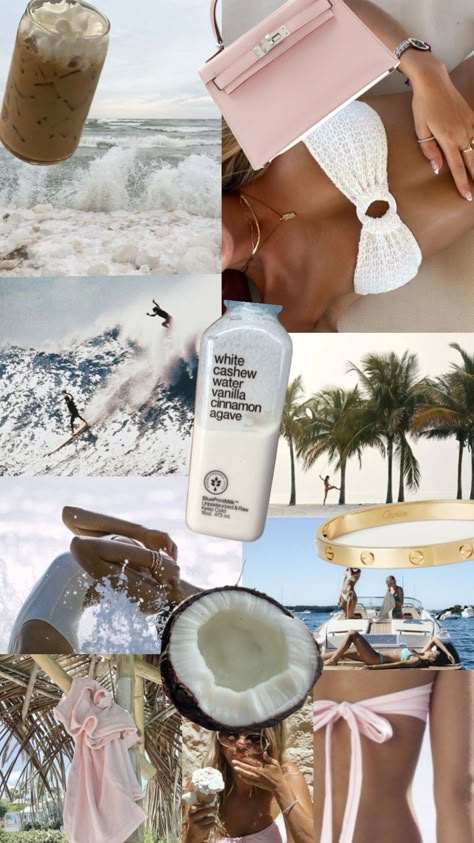 Beach Aesthetic Coconut, Lash Website, Beach Girl Aesthetic, Magazine Collage, Clean Beach, Cali Girl, Malibu Barbie, Pink Beach, Healthy Lifestyle Inspiration