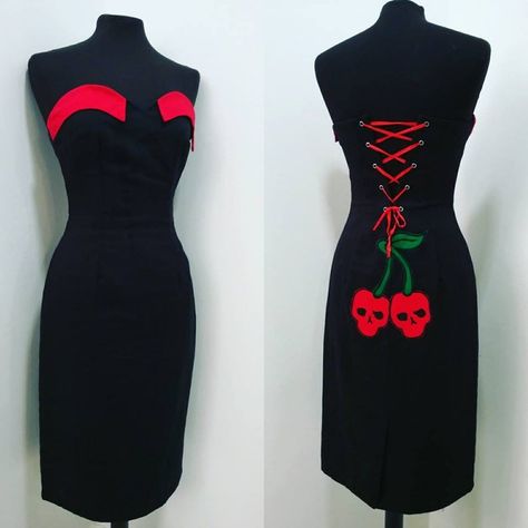 Black Rockabilly Dress, Mode Pin Up, Mode Rockabilly, Moda Pinup, Circus Dress, Pinup Dress, Rad Clothes, Estilo Pin Up, Skull Dress