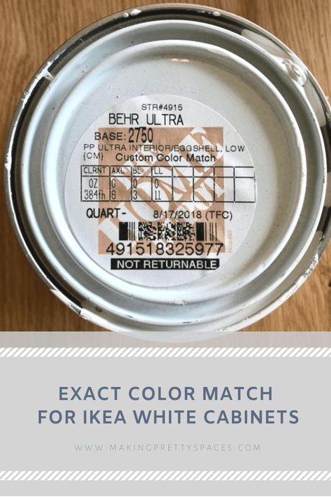 Paint Color Matching! Get the perfect match for your IKEA furniture! #paintedfurniture #ikeafurniturehacks #diypaintingtechniques Ikea Pax White Color Match, Ikea Pax White Paint Match, Ikea Pax Color Match, How To Paint Pax Wardrobe, Painting Pax Wardrobe, Ikea Pax Living Room, Ikea Pax Closet Ideas, Closet Color Ideas, Ikea White Cabinet