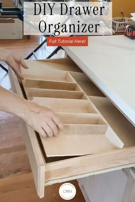 Discover the secret to maximizing the use of a small space in your kitchen with this easy DIY silverware drawer organizer! Follow my step-by-step guide and get ready to declutter and organize your cutlery like never before. Perfect for a fun, craft project on a budget. Silverware Drawer Organizer Diy, Diy Utensil Drawer Organizer, Silverware Drawer Ideas, Utensil Drawer Organization Diy, Cutlery Organization, Custom Kitchen Drawers, Dresser Top Organization Ideas, Cutlery Drawer Organization, Drawers Ideas