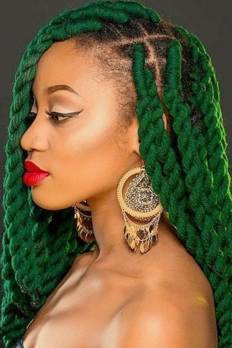 Protective Styles 101: Beautiful Yarn Twists and Locs To Inspire Your Next 'Do - Essence Hair Yarn Braid, Yarn Braids Styles, Afro Hair Inspiration, Brazilian Wool Hairstyles, Brazilian Wool, Hair Yarn, Yarn Twist, Yarn Braids, Faux Locs Hairstyles