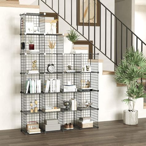 Amazon.com: C&AHOME Wire Cube Storage, 16 Cubes Organizer Metal Grids Storage, Storage Bins Shelving, Modular Bookshelf Shelf, DIY Closet Cabinet Ideal for Bedroom, Office 48.4”L x 12.4”W x 48.4”H Black : Home & Kitchen Wire Cube Storage, Modular Bookshelf, Modular Bookshelves, Closet Cabinet, Shelf Diy, Metal Grid, Wire Storage, Closet Cabinets, Cube Organizer