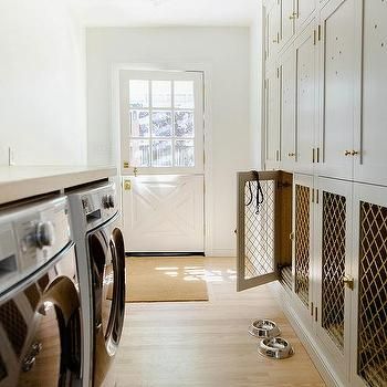 Mudroom With Dog Door, Dutch Door With Dog Door, Dog Kennel Mudroom, Door Design Ideas, Door Design Photos, Dog Kennels, Entrance Foyer, Dutch Door, Laundry Mud Room