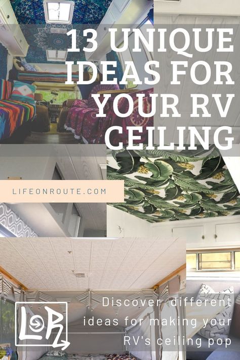 Renovations can be overwhelming but it's important to not overlook your RV's ceiling during the design. Incoporating patterns, textures and bright colors is a fun way to make your RV pop without it being overwhelming. Check out these 13 fun ideas for how to redo your RV ceiling. #rvremodel #ceilingupdate #rvrenovations #rvliving Paint Rv, Popup Camper Remodel, Ceiling Remodel, Motorhome Remodel, Rv Interior Remodel, Camper Trailer Remodel, Rv Renovation, Vintage Camper Remodel, Diy Camper Remodel