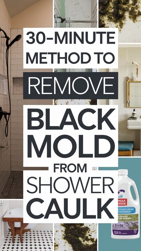 Black Mold In Shower, Cleaning Shower Mold, Remove Mold From Walls, Remove Mold From Shower, Diy Mould Removal, Kill Black Mold, Clean Shower Grout, Clean Black Mold, Bathroom Caulk