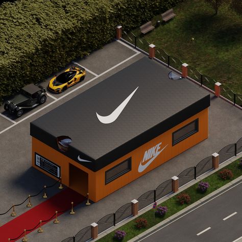 ArtStation - Isometric Nike Store Editing Assets, Sky Texture, Ganpati Decoration At Home, Store Window Displays, Barbecue Restaurant, Store Layout, Isometric Design, Graphic Design Photoshop, Exhibition Booth Design