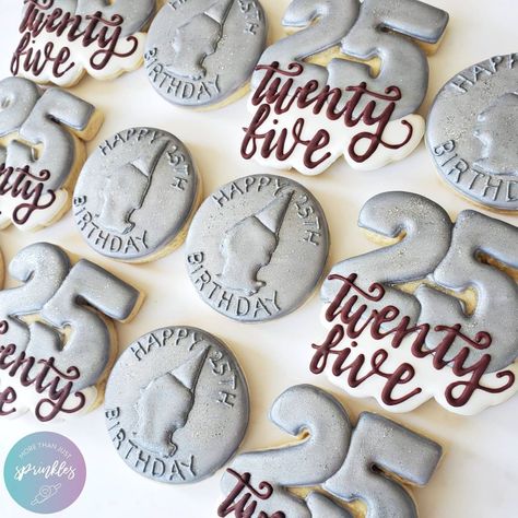 Quarter Birthday Party, 25th Birthday Cookies Men, Male 25th Birthday Ideas, Quarter Birthday, Quarter Of A Century Birthday Ideas, Quarter Century Birthday, Quarter Of A Century Birthday, Quarter Themed Birthday Party, 25th Birthday Theme For Him