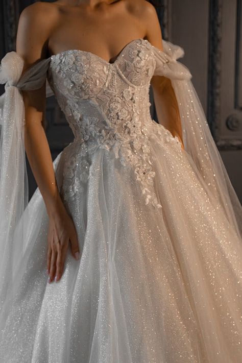 Wedding Dresses & Bridal Gowns | Find The Perfect Dress Here – Olivia Bottega Lace Corset Ballgown Wedding Dress, Wedding Dresses Lace And Sparkle, Sparkling Wedding Dresses, Pretty Wedding Dresses Princesses, Lace And Sparkle Wedding Dress, Magical Wedding Dress, Gosfield Hall, Boho Bride Dress, Fluffy Dress