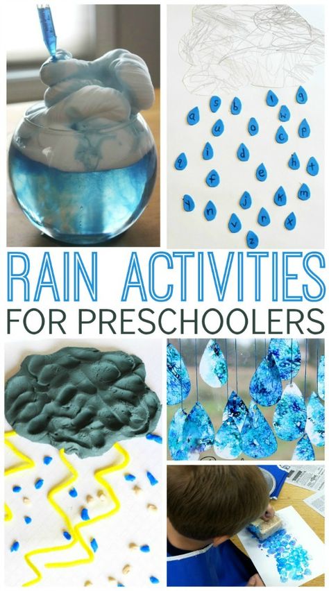 Rain Activities for Preschoolers - Pre-K Pages Rain Activities, Rain Crafts, Weather Activities Preschool, Cloud Activities, Preschool Weather, April Activities, Weather Crafts, Pre K Pages, Diy Montessori