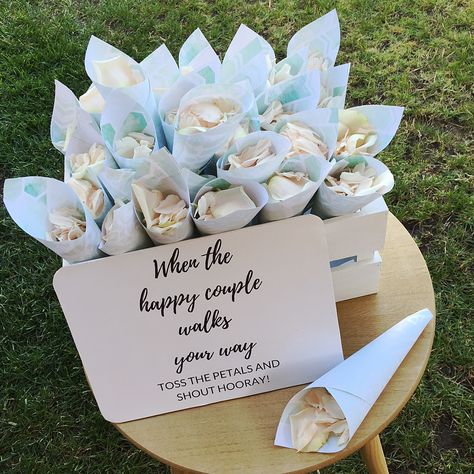 Things To Throw At A Wedding, What To Throw At A Wedding, Wedding Throwing Ideas, Petals To Throw At Wedding, Petal Throw Wedding, Wedding Toss Ideas, Petal Cones Wedding, Engagement Set Up Ideas, Flower Confetti Cones