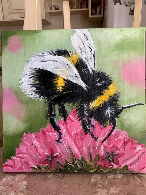 Painting Ideas On Canvas Dragonfly, Paintings Of Bees Acrylic, Honey Bee Painting Acrylic, Bumble Bee Painting Acrylic, Bee Canvas Painting, Bee Painting Acrylic, Bee Art Painting, Bee Acrylic Painting, Animals To Paint