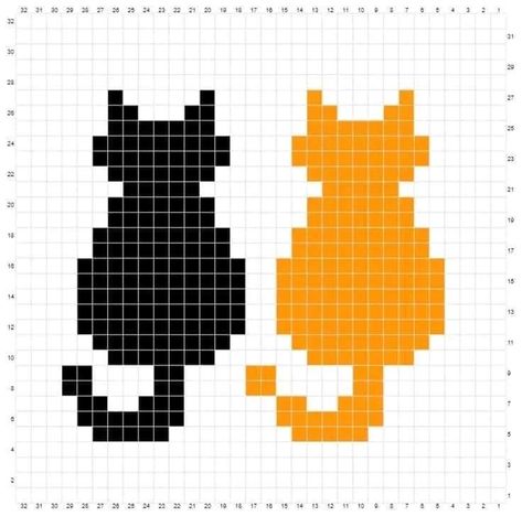 Crochet Tapestry Pattern, Cat Pattern Crochet, Tapestry Pattern, Graph Crochet, Tiny Cross Stitch, Crochet Cat Pattern, Colorwork Knitting, Pattern Cat, Pixel Crochet