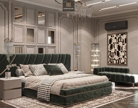 Neo Classic Master Bedroom on Behance Neo Classic Interior Design Luxury, Classic Bedroom Design Luxury, Neo Classical Bedroom, Classic Interior Design Luxury, Classical Bedroom, Bedroom Design Luxury, Classic Bedroom Design, Classic Interior Design, Neo Classical