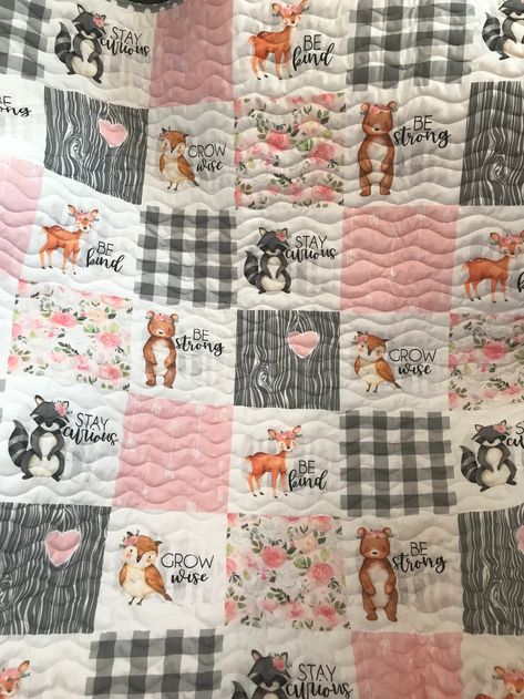 Woodland Baby Quilt, Decoupage Candles, Rag Rug Diy, Girl Quilts Patterns, Woodland Quilt, Woodland Nursery Girl, Kid Quilts, Cabbage And Sausage, Rug Diy