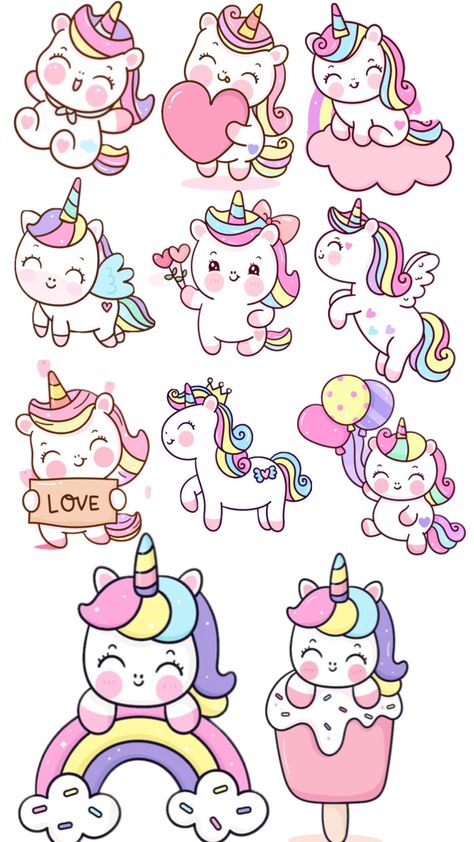 Unicorn Page Borders Design Handmade, Unicorn Topper, Unicorn Cupcakes Toppers, Kutek Disney, Unicorn Drawing, Friendship Bracelet Patterns Easy, Baby Art Projects, Cute Easy Doodles, Animated Cartoon Characters