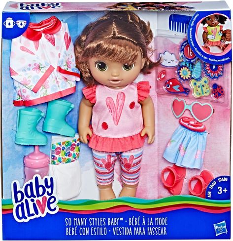 Baby Brown Hair, Baby Doll Diaper Bag, Muñeca Baby Alive, American Girl Doll Sets, Baby Alive Food, Brown Straight Hair, Baby Doll Nursery, Barbie Doll Set, Baby Drinks