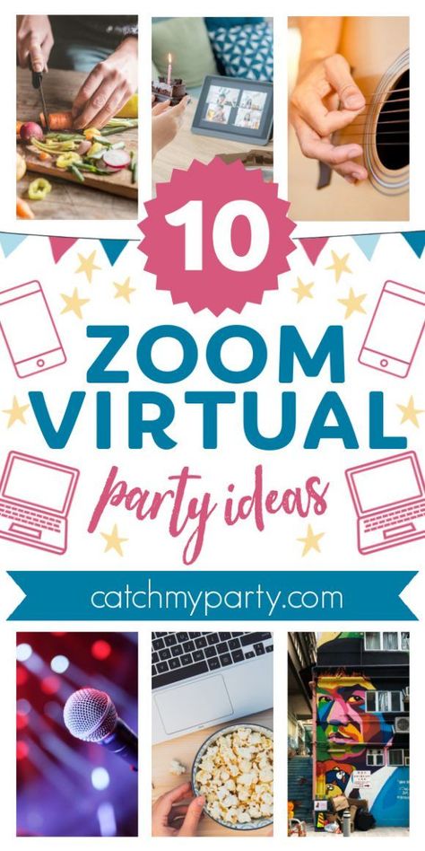 Virtual parties have become the new normal, as everyone seems to be adapting to the times and throwing a party on Zoom. Check out our 10 tips on how to throw a fun Zoom virtual party! See more party ideas and share yours at CatchMyParty.com #catchmyparty #partyideas #virtual #virtualparty #zoombirthday #zoomparty #zoomvirtualparty #zoom Virtual Hangout Ideas, Zoom Party Ideas, Powerpoint Party Ideas, Powerpoint Party, Zoom Activities, Teaching Games, Old Fashioned Games, Virtual Birthday, Birthday Party Background