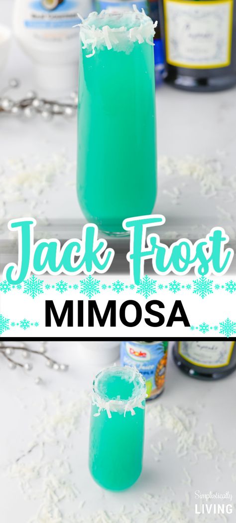 jack frost mimosa Jack Frost Mimosas Recipe, Jack Frost Mimosas, Blue Mimosa Recipe, Blue Caraco Drinks, Jack Frost Drink, Blue Mimosa, Mimosa Drink, Blue Drink, Mimosa Recipe