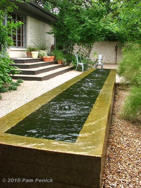 Landscaping, design, Water feature and stream in the backyard Trough Fountain, Concrete Trough, Stone Trough, Naturalistic Garden, Outdoor Water Feature, Outdoor Water Features, Garden Water Feature, Pool Water Features, Pond Water Features