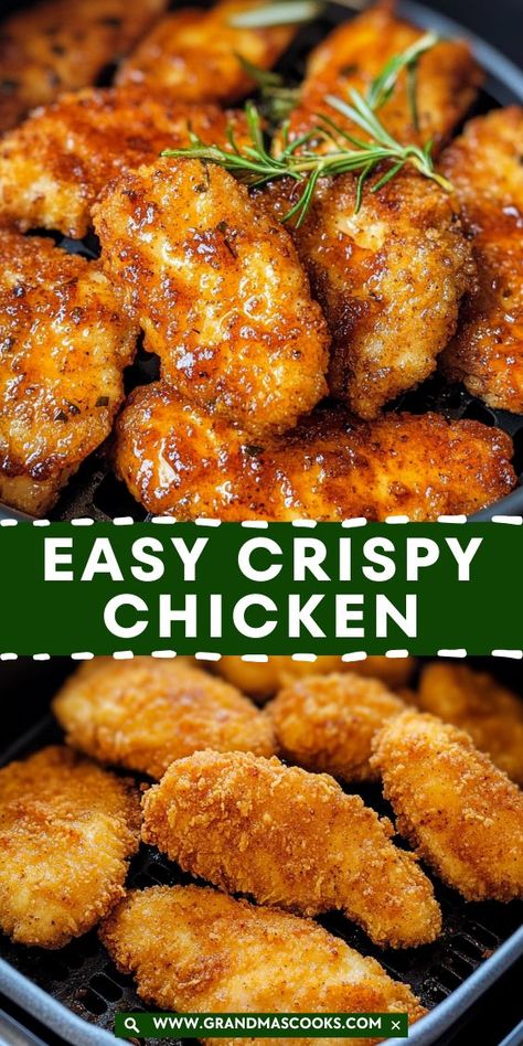 Enjoy all the flavor of fried chicken with none of the guilt! This Air Fryer Crispy Chicken recipe is healthier, quicker, and just as delicious. With a crunchy exterior and juicy chicken inside, you’ll make this again and again! Air Fry Chicken Recipes Easy, Fried Air Fryer Chicken, Healthier Fried Chicken, Easy Fried Chicken Recipe Air Fryer, Air Fryer Fried Chicken Recipe, Chicken In Air Fryer Recipes, Fried Chicken Recipe Air Fryer, Airfryer Chicken Recipes, Air Fried Crispy Chicken