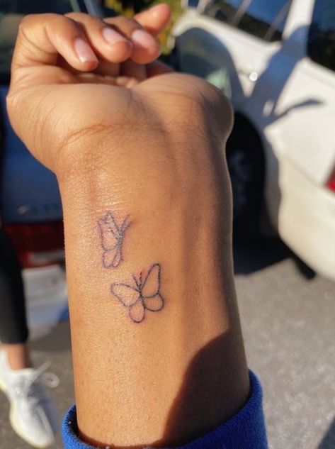 Dr Tattoo, Tato Minimal, Tato Jari, Two Butterflies, Muster Tattoos, Petite Tattoos, Bff Tattoos, Pretty Tattoos For Women, Dope Tattoos For Women