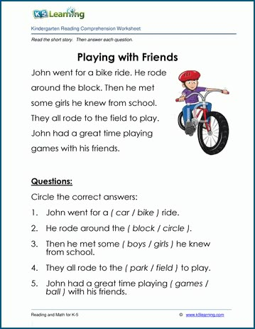 Playing with Friends - Children's Stories and Reading Worksheets | K5 Learning Vehicles Kindergarten, Kindergarten Reading Comprehension, Picture Comprehension, Worksheet For Kindergarten, Reading Comprehension For Kids, Reading Comprehension Kindergarten, English Stories For Kids, Reading Comprehension Lessons, Reading Comprehension Questions