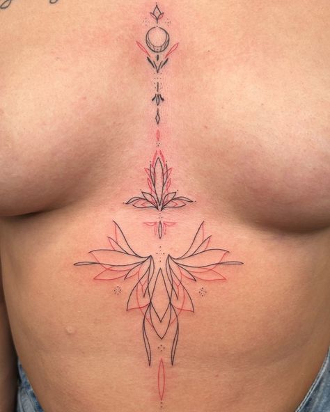 Loving this fine line sternum tattoo! 🪷  Tatted by @justoblivious_tattoo   Soho, Union Square, and Williamsburg  11AM-9PM 7 DAYS A/W🕘 WALK-INZ OR BOOK ONLINE..📕 TATTOOS & PIERCINGS, NO ATTITUDE, NO MISERABLE HOOPS TO JUMP THROUGH....🚫 WALK-INZ WELCOME OR BOOK ONLINE AT ⚔️livebytheswordtattoo.com⚔️ . . . . #livebythesword #fineline #finelinetattoo #sternumtattoo #tattooinspo #soho Sternum Fine Line Tattoo, Sturnum Tattoos, Fine Line Sternum Tattoo, Sternum Tattoo, Union Square, Fine Line Tattoos, Fine Line, Tattoos And Piercings, Soho