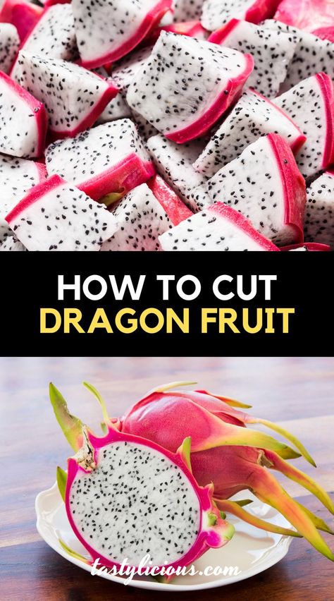 How to cut Dragon Fruit | dragon fruit recipes | how to eat dragon fruit | dragon fruit smoothie | juicing recipes for weight loss | juice recipes | healthy juicer recipes | juicer recipes beginners | green juice recipes for weight loss Dragon Fruit Salad Recipe, How To Make Dragon Fruit Juice, How Do You Eat Dragon Fruit, Dragon Fruit Charcuterie, How To Peel Dragon Fruit, Dragon Fruit Carving, Recipes For Dragon Fruit, Things To Make With Dragon Fruit, What To Do With Dragon Fruit