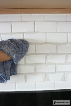 How to Easily Change the Color of Existing Grout - The Crowned Goat Redo Grout Floors, How To Fix Grout In Tile Floor, How To Color Grout, Redo Grout Bathroom, Change Grout Color Bathroom, How To Change Grout Color, Change Grout Color, Regrouting Tile, Kitchen Grout