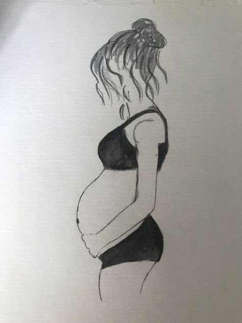 Pregnant Sketch Drawings, Pregnancy Drawing Sketches, Pregnancy Art Drawing, Pregnant Women Drawing, Pregnant Sketch, Pregnant Woman Drawing, Feminine Drawings, Drawing Pregnant, Pregnant Drawing