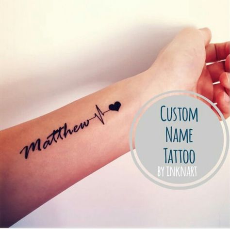 For my angel baby Matthew. Tatuaje Ekg, Heartbeat Tattoo With Name, Name Tattoos For Moms, Baby Name Tattoos, Heartbeat Tattoo, Serpent Tattoo, Tattoos With Kids Names, Name Tattoo Designs, Baby Tattoos