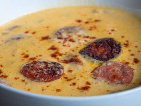 kilebasa_beer_cheese_soup_horizontal_5 Soup With Kielbasa, Easy Beer Cheese Soup, Cheesy Snacks, Beer Soup, Kielbasa Soup, Kielbasa And Potatoes, Beer Cheese Soup, Beer Cheese Soups, Favorite Soups